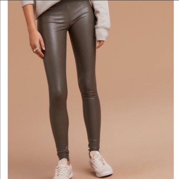 olive green faux leather leggings